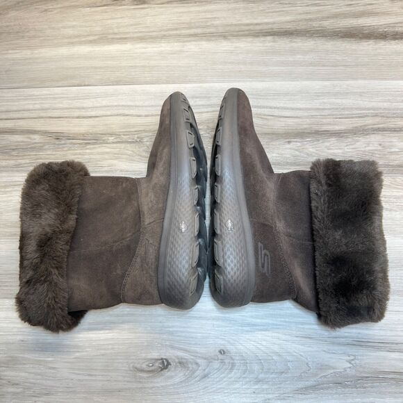 Skechers Boots Suede On The Go City 2 Womens 7.5 Goga Max Mid-Calf Flat 14633 - Picture 2 of 11